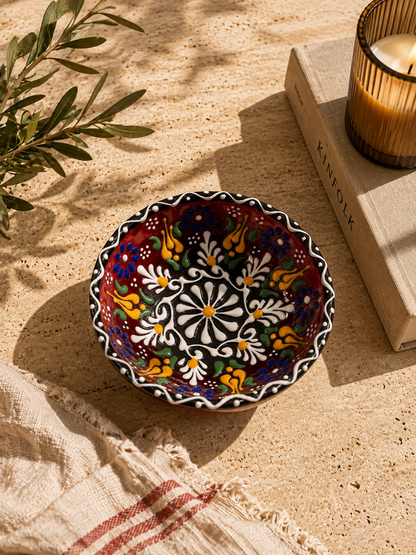 Hand-Painted Ceramic Bowl – Traditional Floral Design