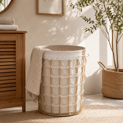 Woven Basket with Fabric Liner
