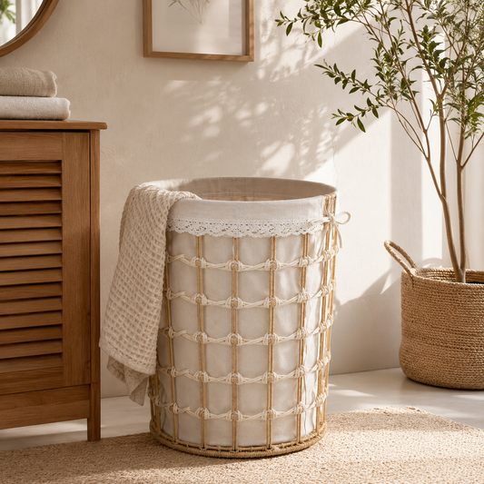 Woven Basket with Fabric Liner