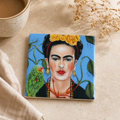 Frida-Inspired Ceramic Tile Coasters
