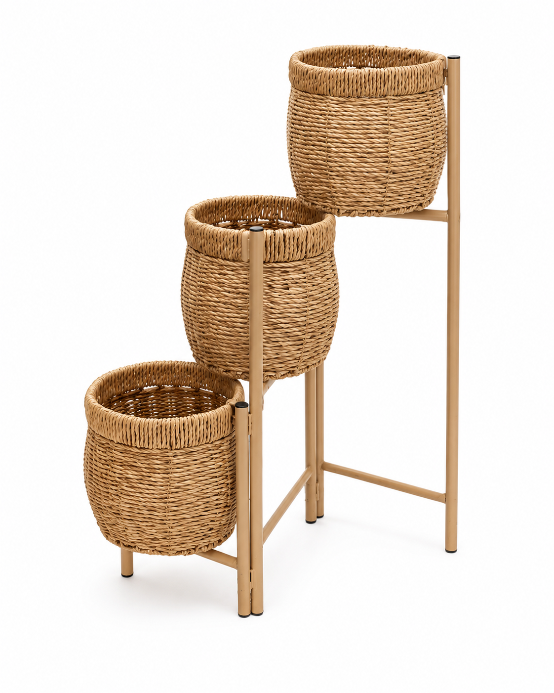 3-Tier Cachepot Set with Metal Stand