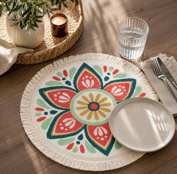 Floral Fringe Round Placemat