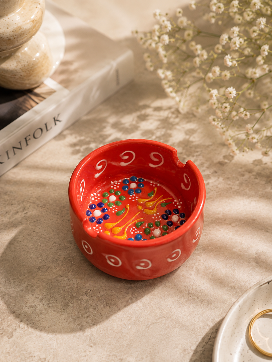 Hand-Painted Ceramic Ashtray
