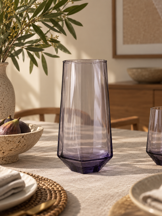 Smoky Lavender Geometric Glass