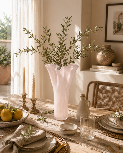 Ribbed Wavy Art Glass Vase