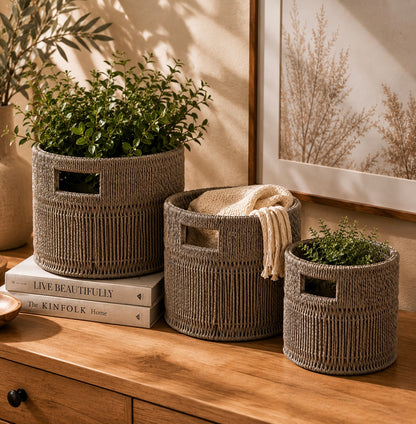 Woven Grey Storage Baskets