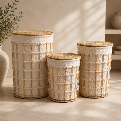 Woven Basket with Fabric Liner