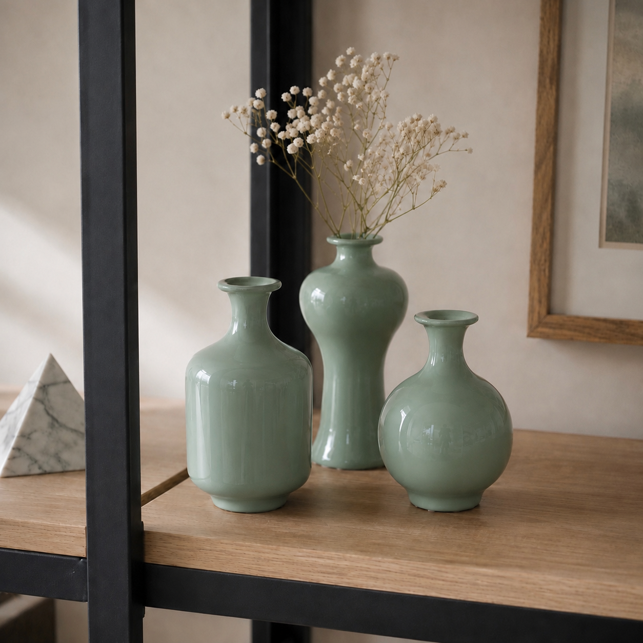 Sage Green Glossy Ceramic Mini Vase