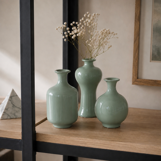 Sage Green Glossy Ceramic Mini Vase