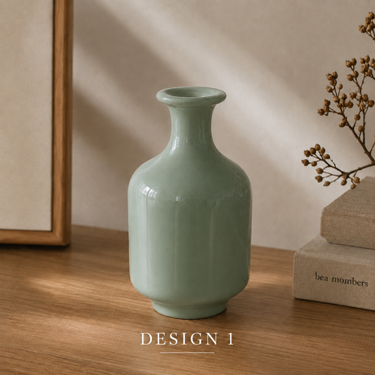Sage Green Glossy Ceramic Mini Vase