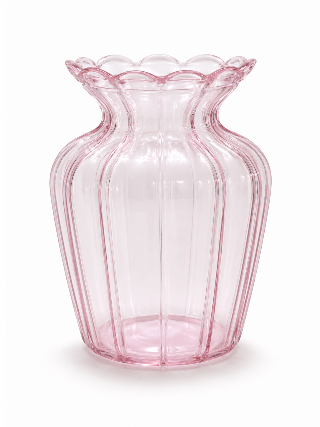 Scalloped Ribbed Glass Vas