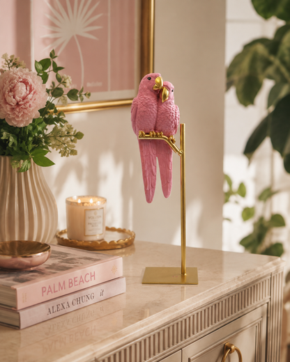Pink Parrot Couple Decorative Stand