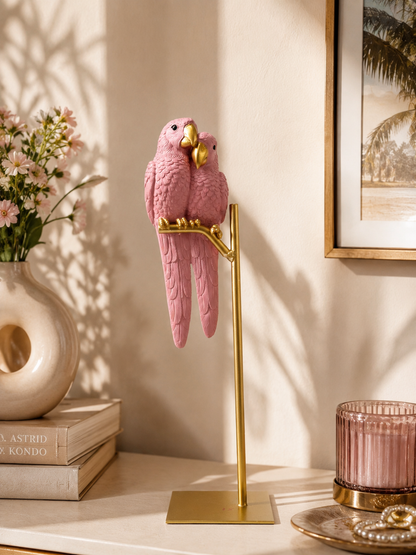 Pink Parrot Couple Decorative Stand