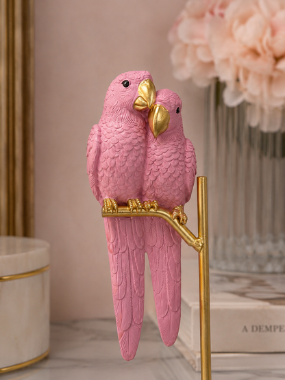 Pink Parrot Couple Decorative Stand