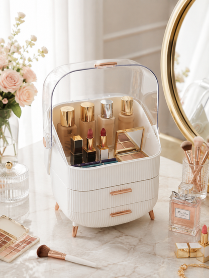 Large Makeup Organizer with Drawers & Clear Dustproof Lid