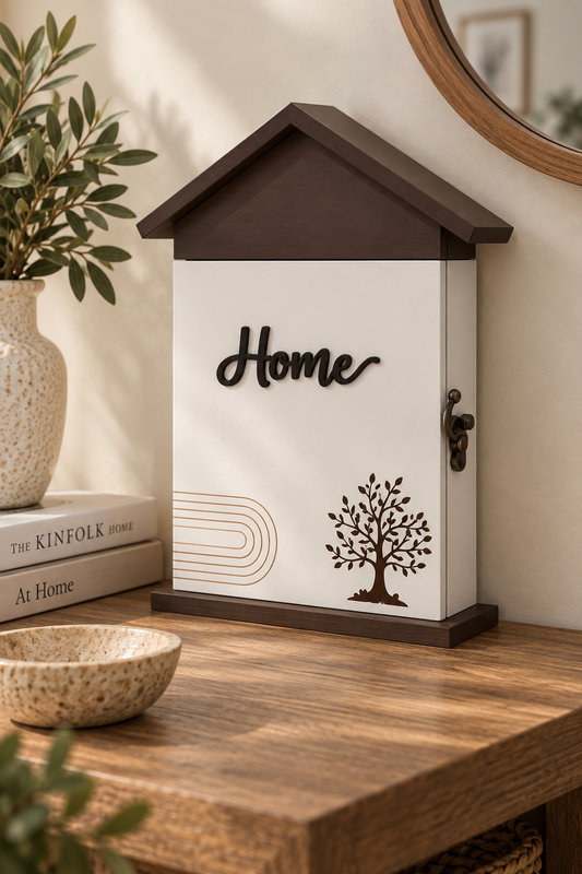 Home-Shaped Wooden Key Box