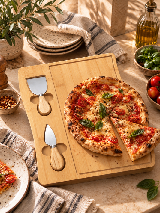 Bamboo Serving Board with 2-Piece Tool Set