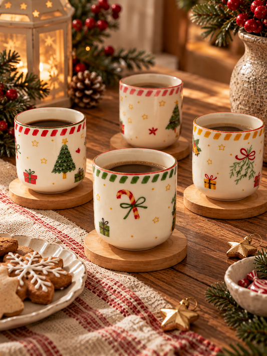 Christmas Mug & Coaster Set – Set of 4