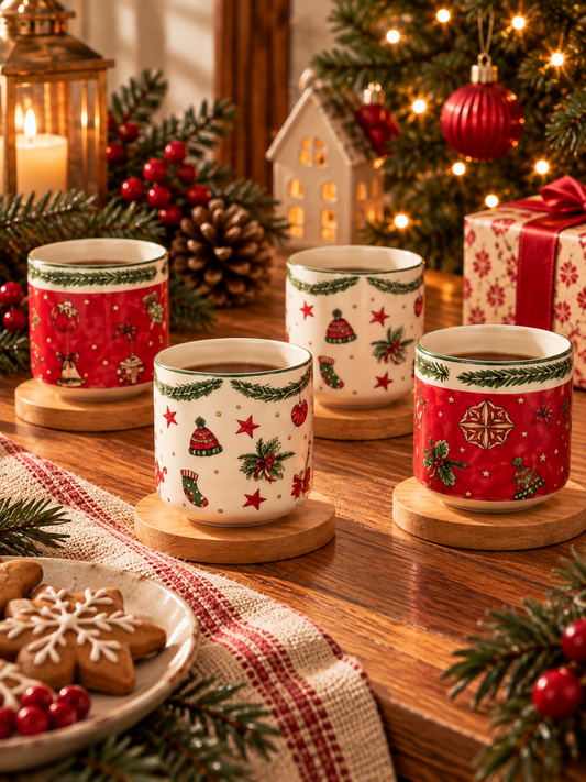 Christmas Mug & Coaster Set – Set of 4