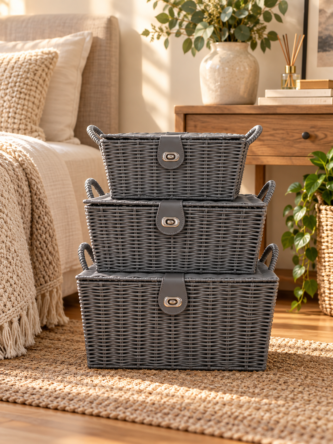 Grey Woven Storage Basket