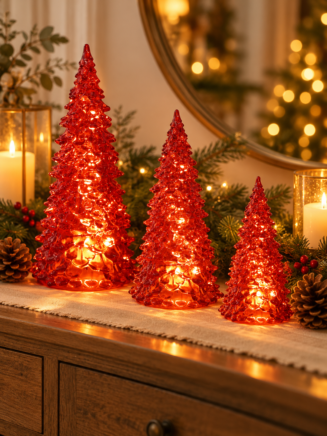 Illuminated Glass Christmas Trees