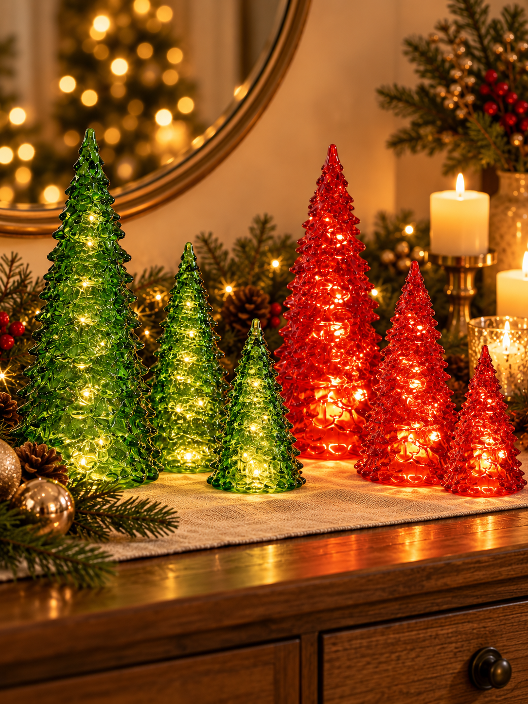 Illuminated Glass Christmas Trees