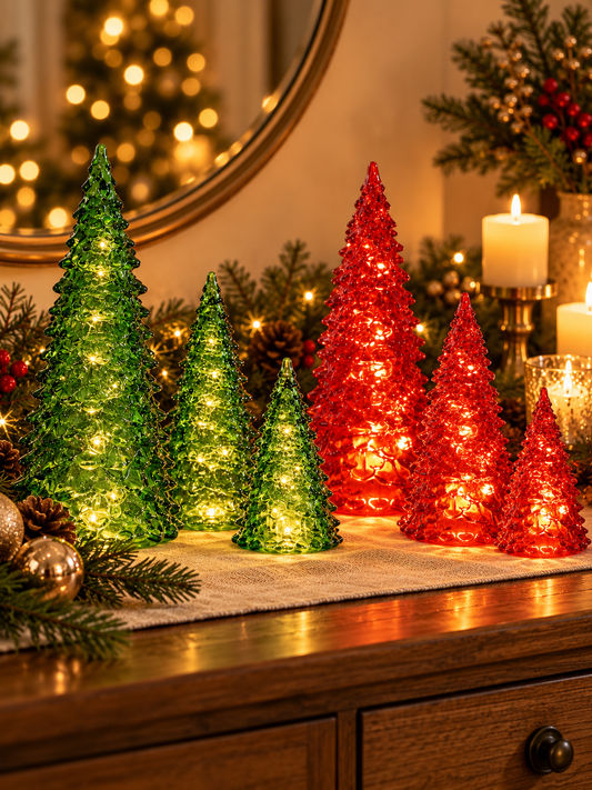 Illuminated Glass Christmas Trees