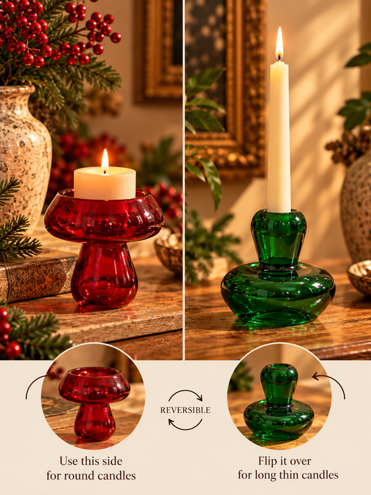 Reversible Glass Mushroom Candle Holder
