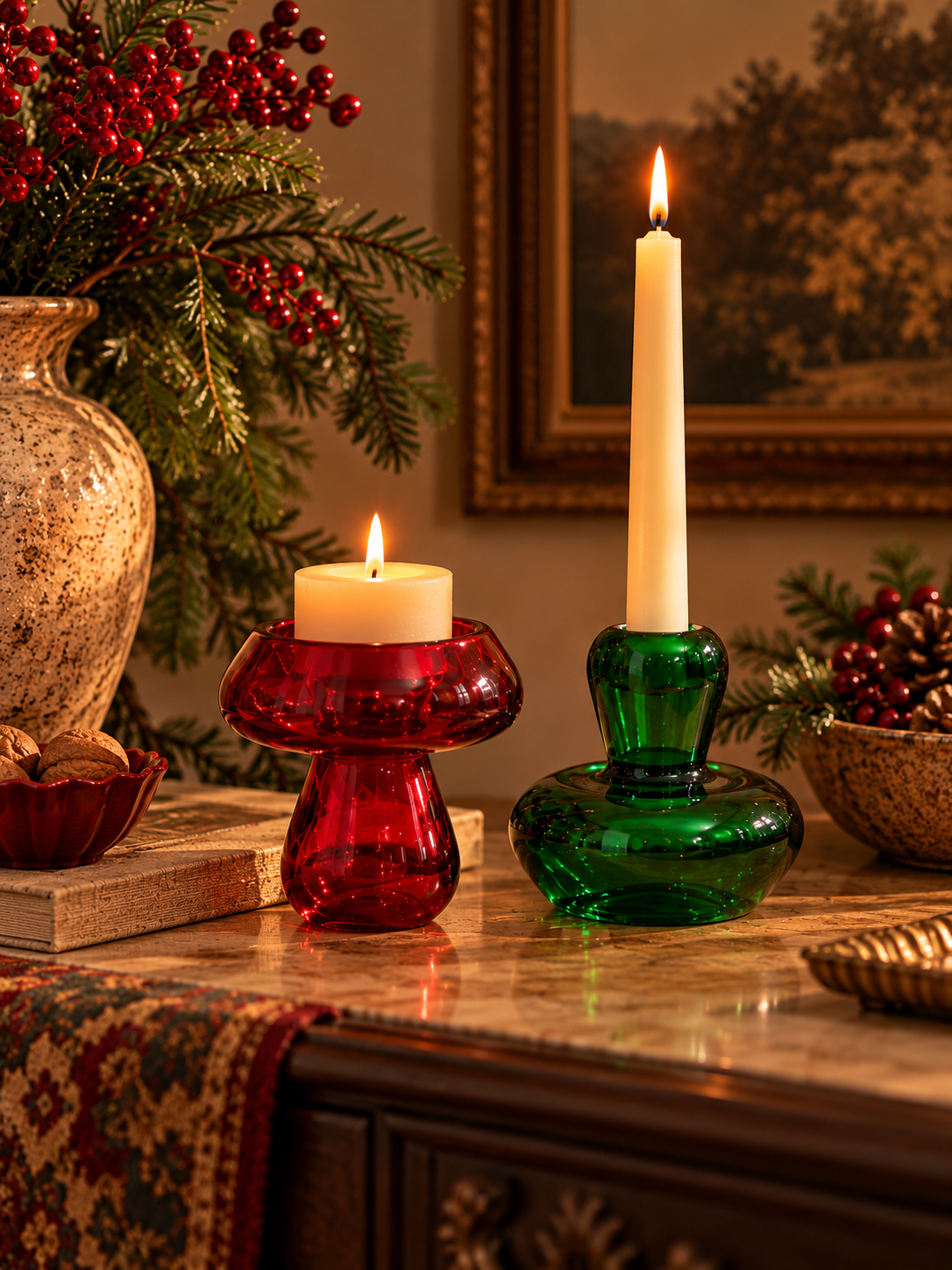 Reversible Glass Mushroom Candle Holder
