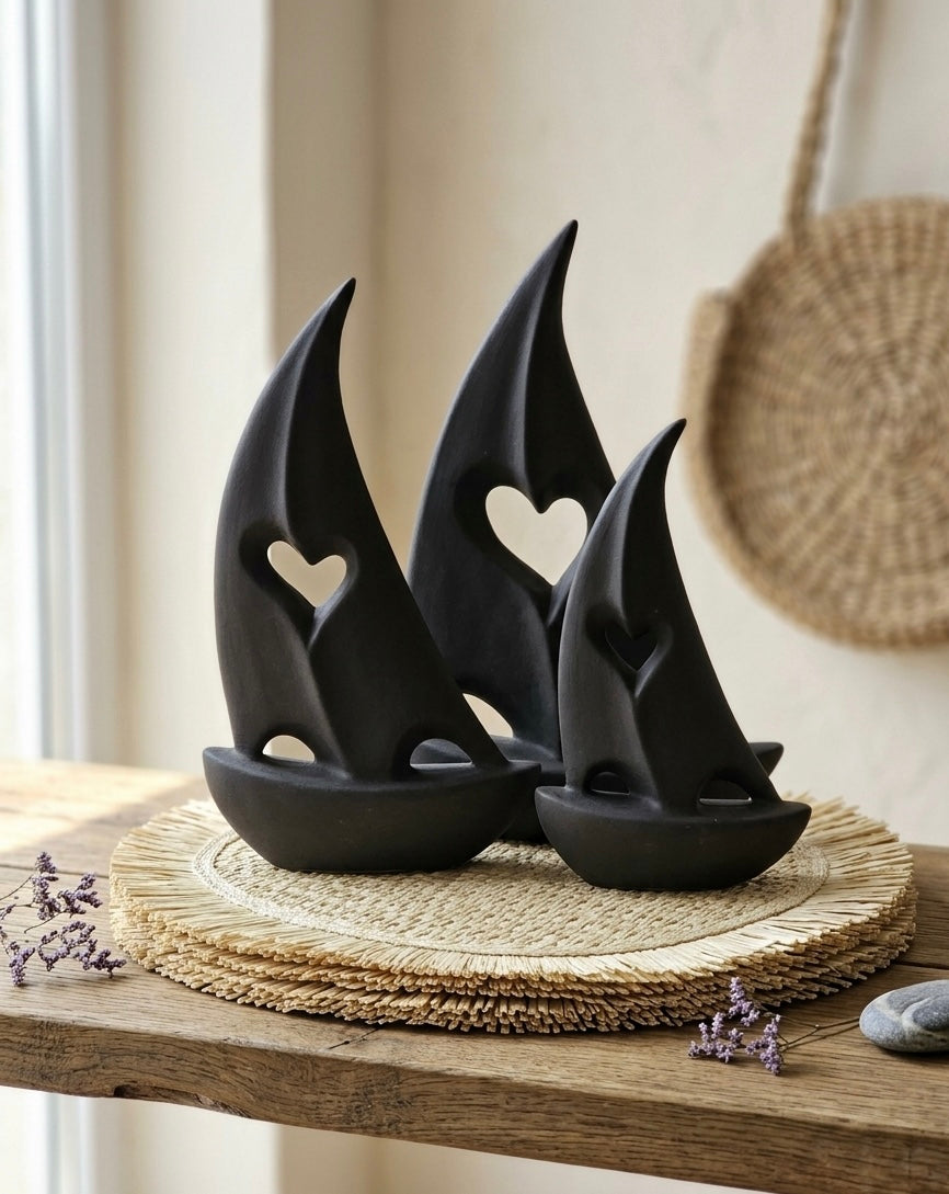 Ceramic Sailboat Trio