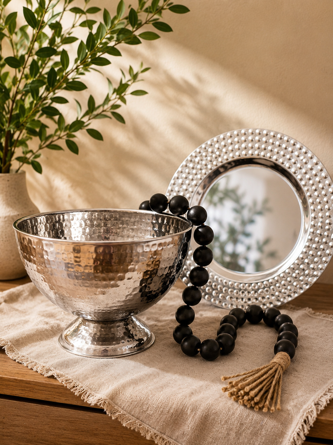 Hammered Stainless Serving Bowl