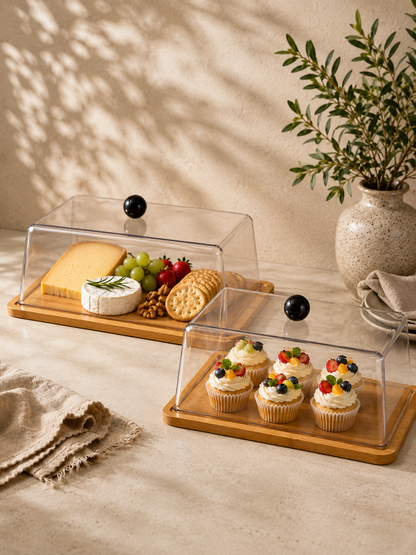 Wooden Serving Tray with Acrylic Cover