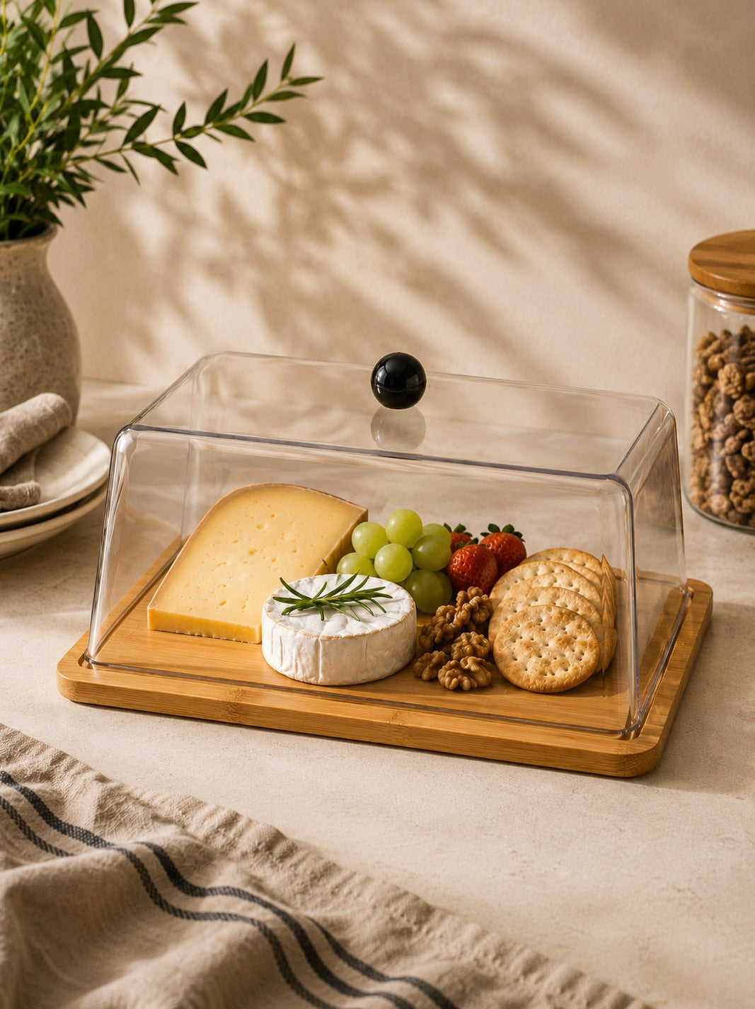 Wooden Serving Tray with Acrylic Cover