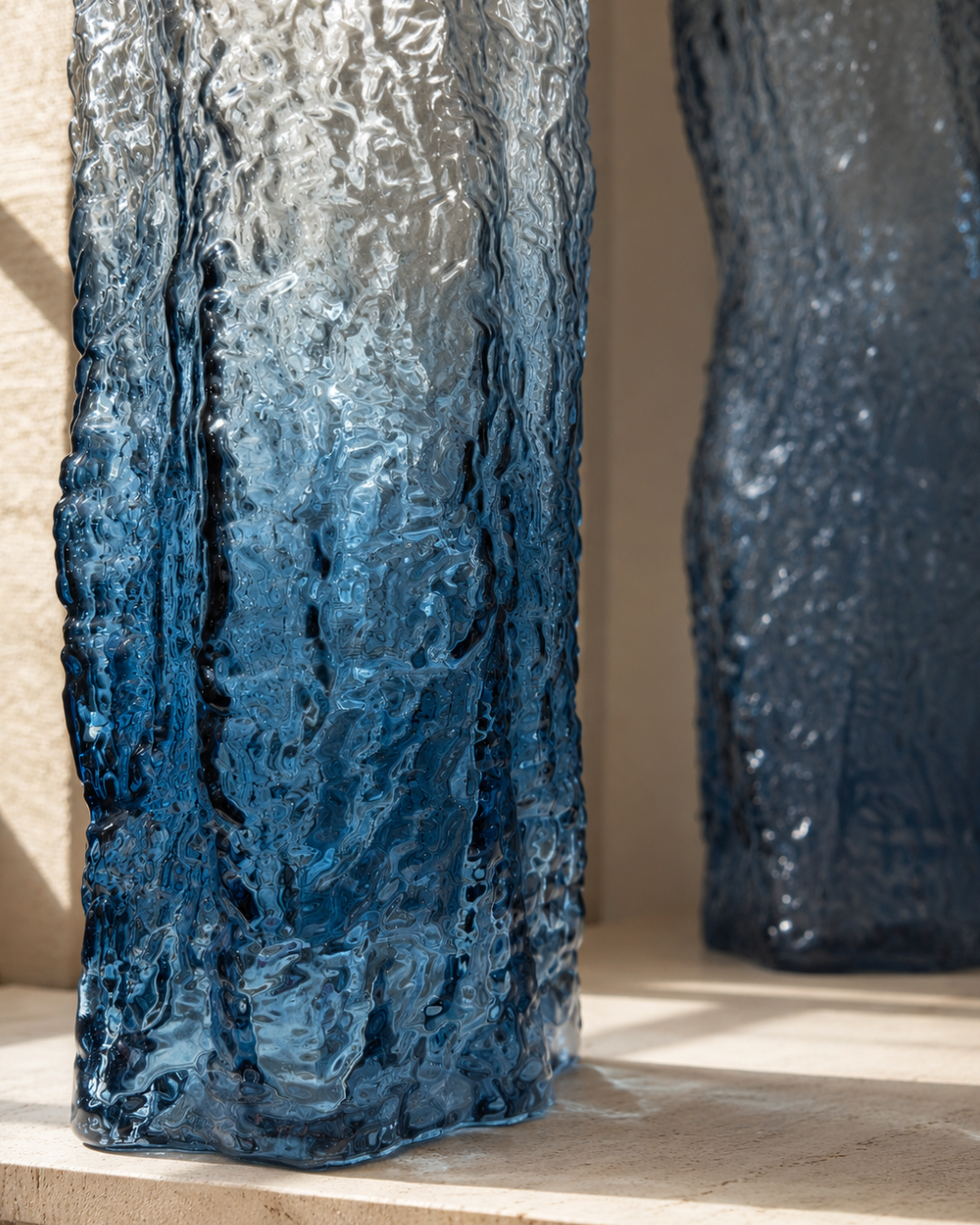 Textured Blue Glass Vase