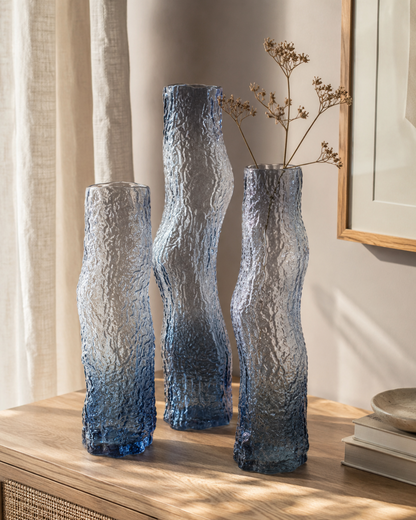 Textured Blue Glass Vase
